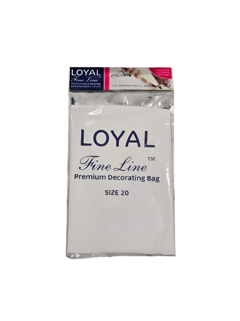 Loyal Fine Line Piping Bag Number 20, 51 cm, made from coated polyester.
Reusable piping bag for buttercream, royal icing, and pastry mix.
Soft and durable piping bag, 51 cm, made in Japan.