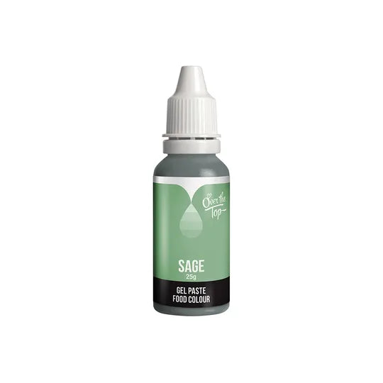 OTT Gel Food Colour in Sage, 25g squeeze bottle shown as a muted grey‑green shade for icing, fondant and buttercream.