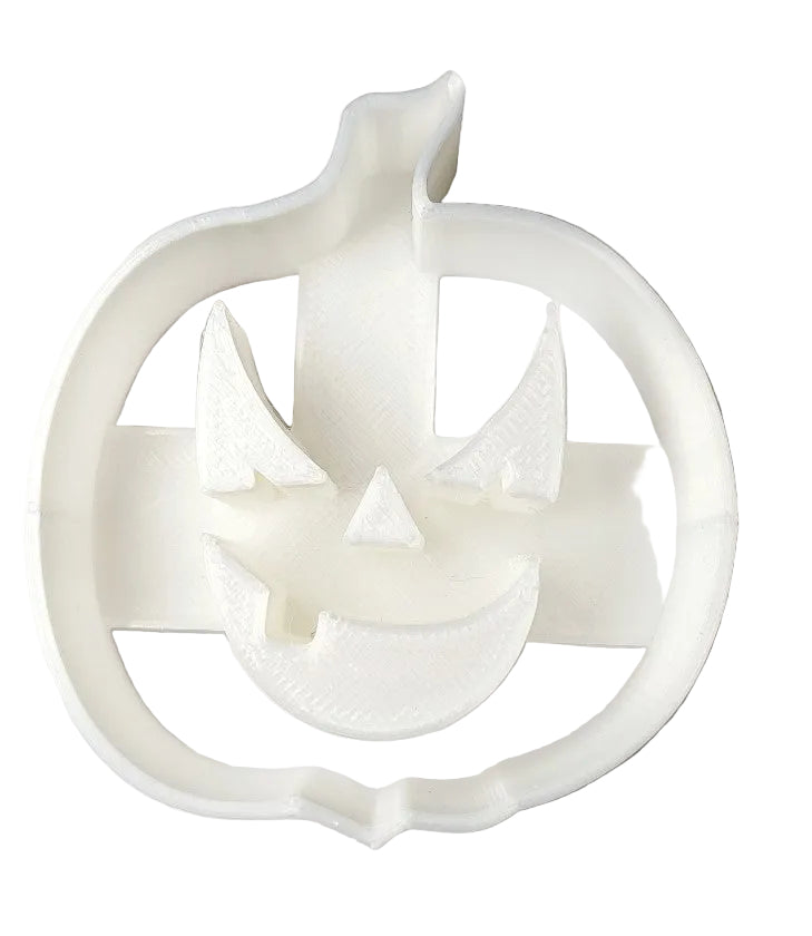 3D printed Jack‑O‑Lantern pumpkin cookie cutter in food‑safe plastic, designed for fondant and cookie dough. Made in Australia by The Sugar Smith.