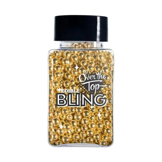 Add some extra pizzazz to your desserts with OTT Edible bling gold 4mm Cachous!
These shimmering gold sprinkles are versatile and easy to use.
Just mix them in with other sprinkles for a pop of wow factor or use them on their own.
Packaged in a wide mouthed jar for easy access, these Cachous will elevate any dessert, cake or cupcakes without any mess.