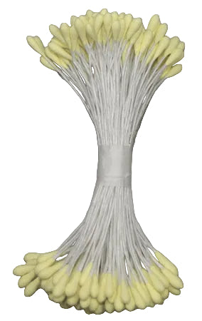 Bundle of medium‑sized lemon yellow double‑ended flower stamens used for cake decorating and sugar flower making.
