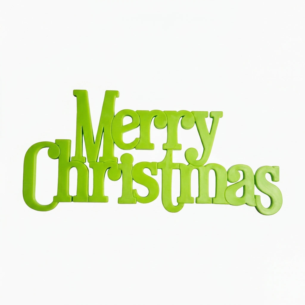 Merry Christmas cake signs in bright magenta and lime green, pack of 2 Christmas cake decorations. Image 2