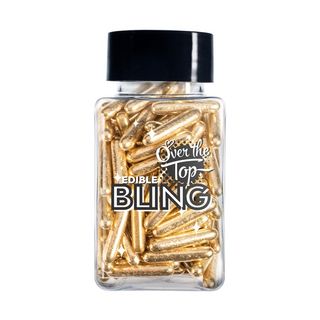 OTT Edible bling gold rods are perfect to mix in with other sprinkles to add that extra WOW or have as is.
The rods are approximately 2cm long.
Packaged in a wide mouthed, easy to access jar. No more spice shakers making a mess!
Size: 70g