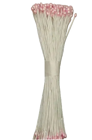 Bundle of pearl pink flower stamens with fine stems for decorating fondant and sugar flowers.