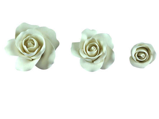 Rose Set Icing Flowers (3) White