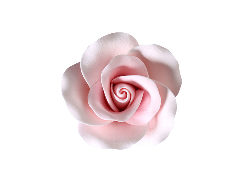 Classic and romantic, our Tea Rose Pink Wired Large is a handcrafted gum paste flower featuring soft pink petals and a wired construction for secure placement. With its full bloom and timeless elegance, this rose is perfect for topping wedding cakes, celebration tiers, and floral arrangements.