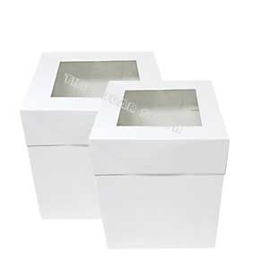 Effortlessly transport and display your expertly crafted tall cakes in these durable cake boxes. Designed with a transparent acetate cover window, these boxes showcase your beautiful creations. Each box is individually wrapped and simple to assemble for added convenience.

Size: 12"x 12" x 12"
