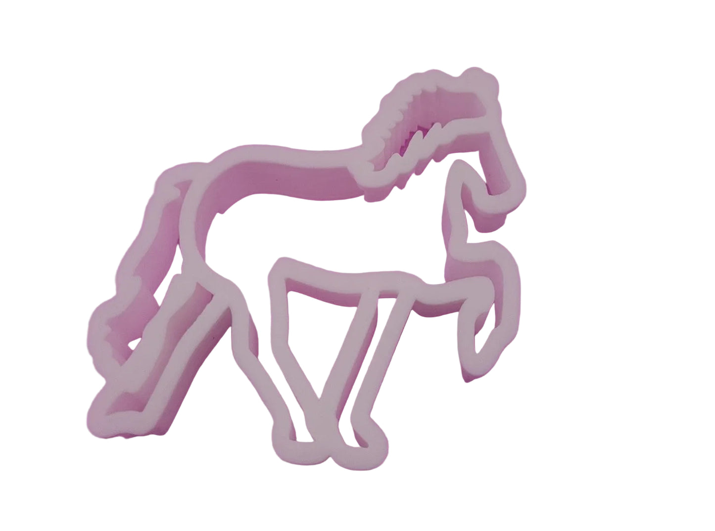 3D printed running horse cookie cutter in food‑safe plastic, designed for fondant and cookie dough. Made in Australia by The Sugar Smith.