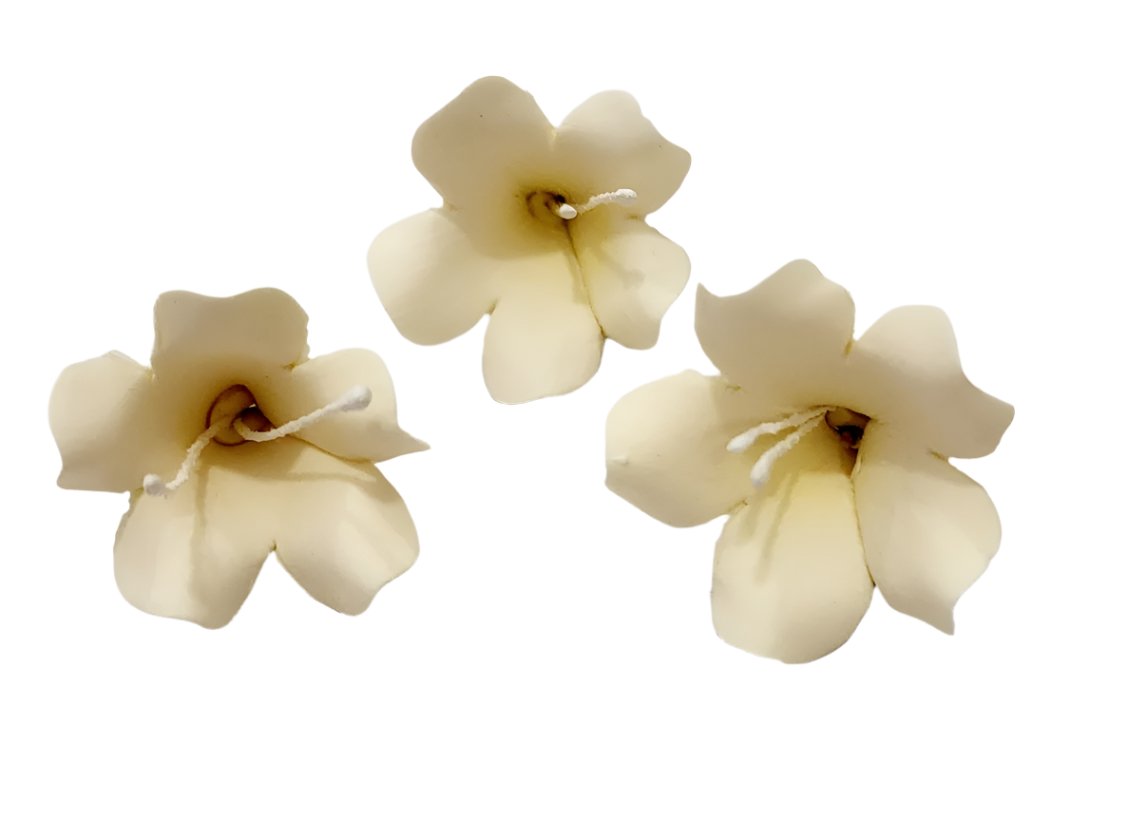 Ivory bell flower made from gum paste with stamens, 3cm, ideal for cupcakes and floral cake designs.