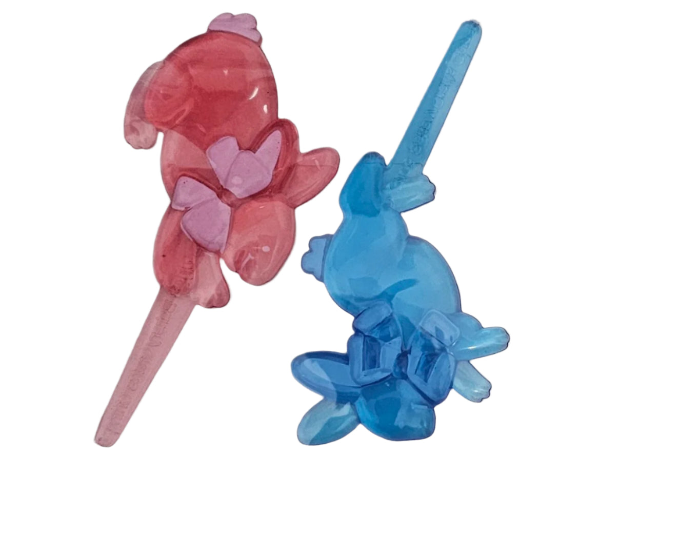 Pink and Blue Bunnies on spikes used for card making or cake decorating
