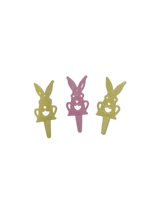 Use these bunny embellishments with a spike for easy insertion into your cake or cupcake great for Easter or Baby Showers.