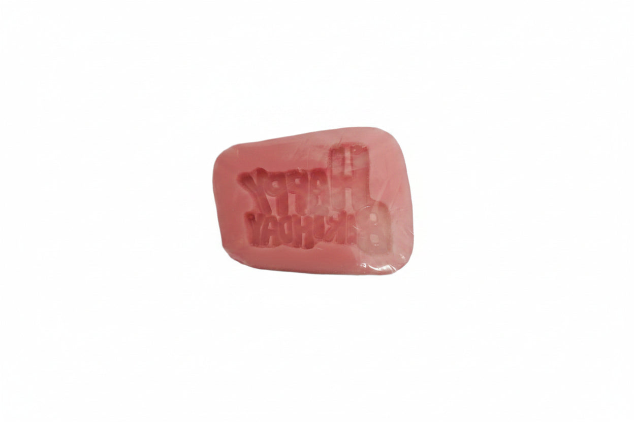 Small silicone mould with the wording Happy Birthday can be used with fondant or sugar paste.