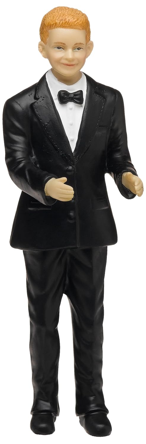 17cm high‑quality Weddingstar groom figurine with fair hair, interchangeable poses, arms open or speech stance. Wedding cake topper.