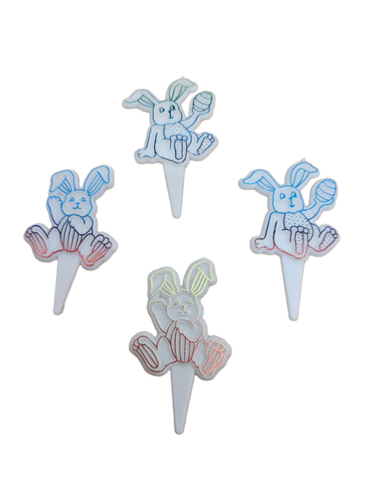 Iridescent Bunny Plastic Picks are great for cakes and cupcakes comes in Pkt 4 as you see in the picture.