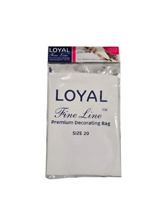 Loyal Fine Line Piping Bag Number 20, 51 cm, made from coated polyester.

Reusable piping bag for buttercream, royal icing, and pastry mix.

Soft and durable piping bag, 51 cm, made in Japan.
