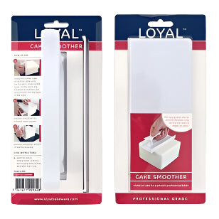 Two packages of Loyal cake smoother with packaging details.