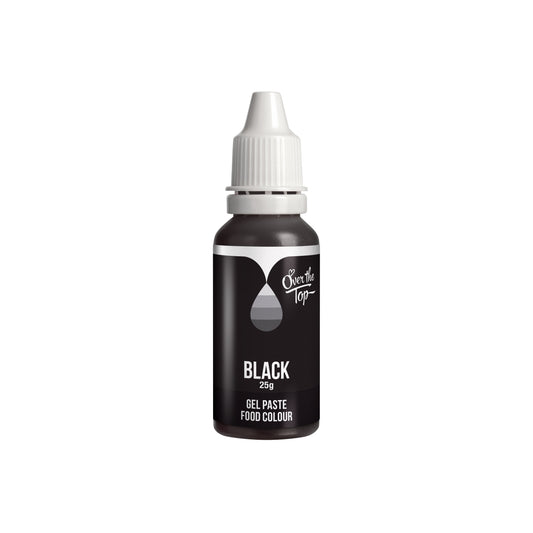 OTT Gel Food Colour in Black, 25g squeeze bottle shown as a concentrated vegan‑friendly gel colour for icing, fondant and buttercream.