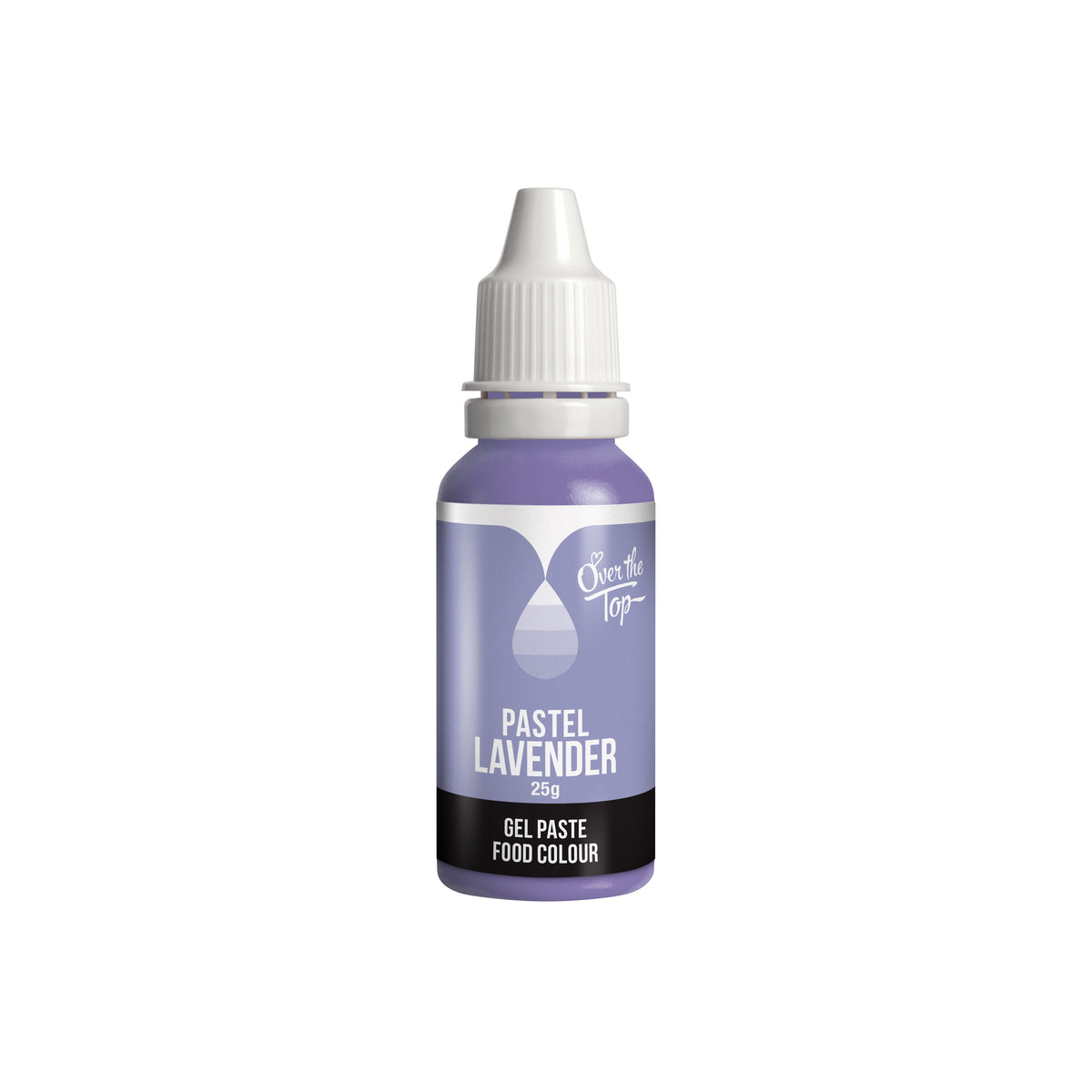 OTT Gel Food Colour in Pastel Lavender, 25g squeeze bottle shown as a concentrated vegan‑friendly pastel gel colour for icing, fondant and buttercream.
