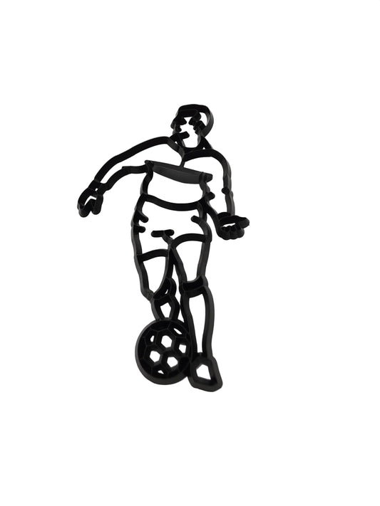 Soccer Patchwork Cutter by Marion Frost, approx. 12cm x 7cm, designed for use with fondant or Mexican paste to create detailed soccer-themed decorations. Available from The Sugar Smith.