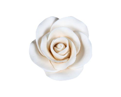 Medium ivory sugar paste tea rose wired flower, approx. 4.5 cm.