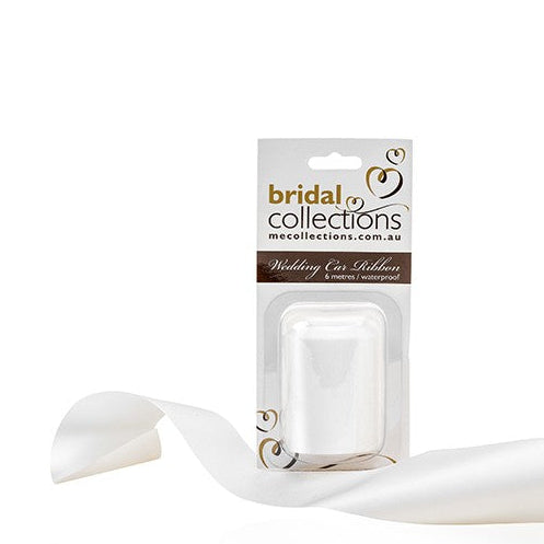 White plain waterproof wedding car ribbon, 6 metres long, suitable for decorating standard cars or for gift wrapping.