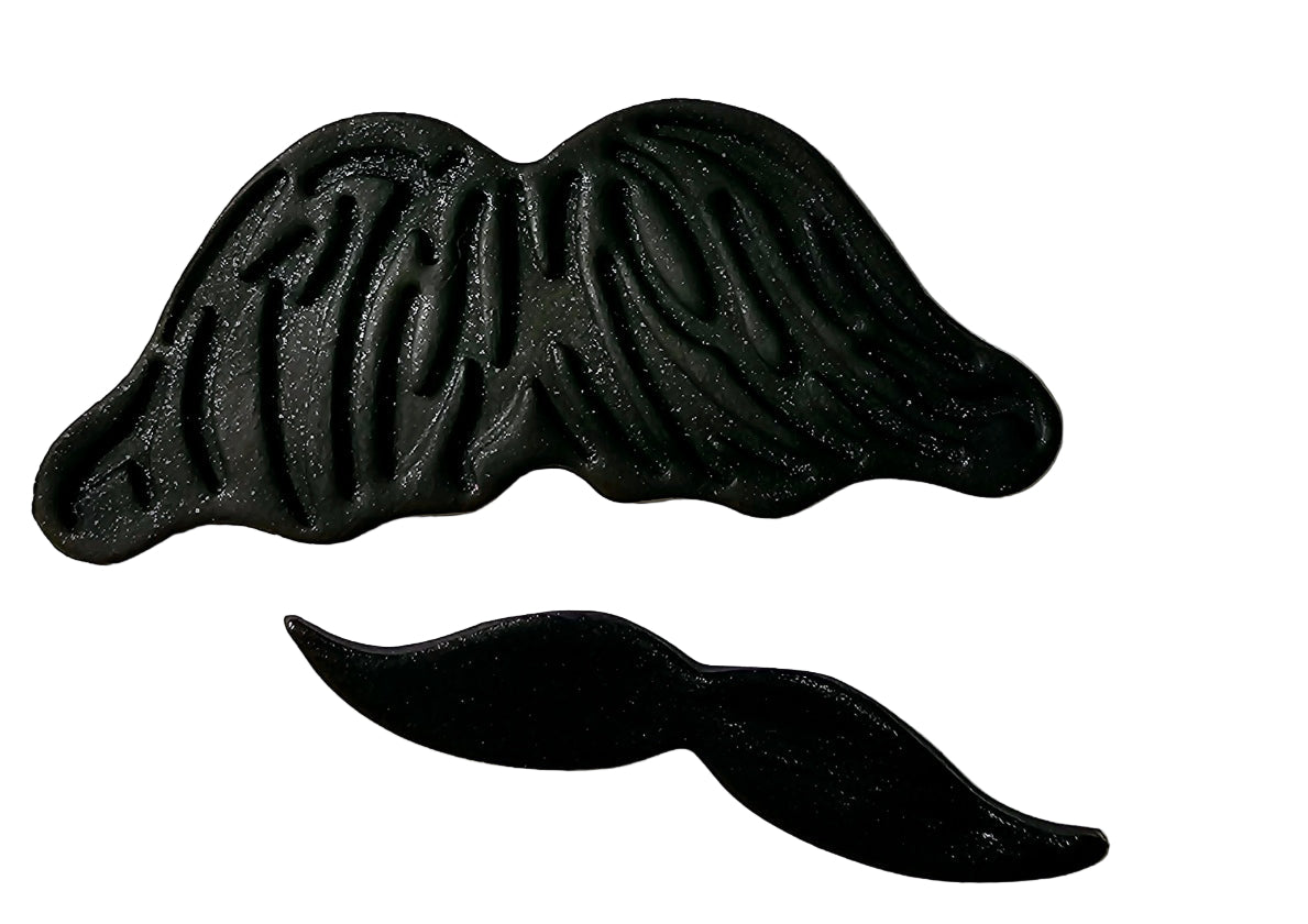 Set of 2 fondant moustache decorations small and large sizes, perfect for Father’s Day cakes.