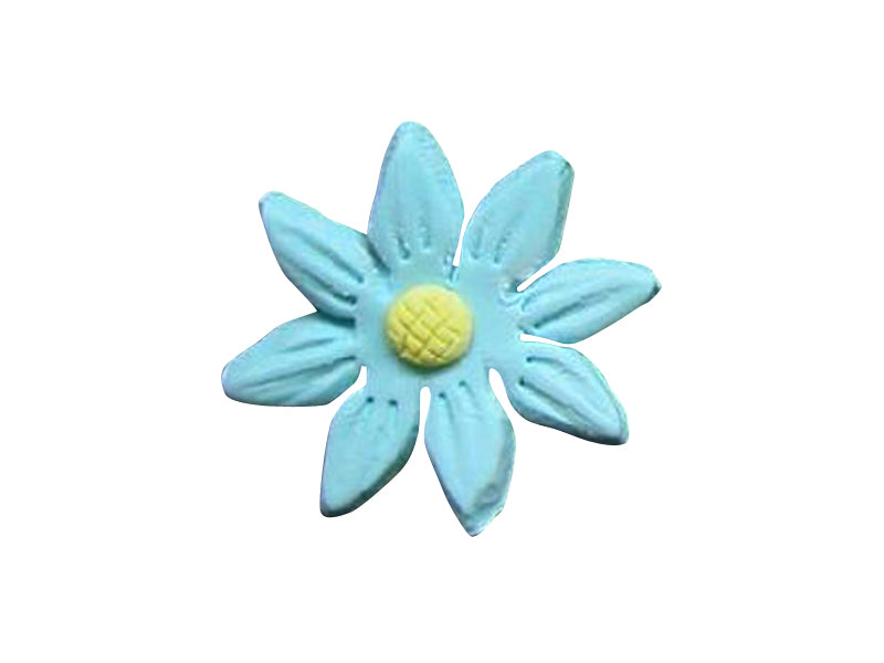 Add a cool and cheerful accent to your desserts with our Daisy with Yellow Centre Blue, handcrafted from gum paste. Featuring soft blue petals and a bright yellow centre, this daisy brings a fresh and playful touch to cupcakes, cookies, and celebration cakes.