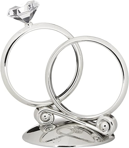 Double cake topper with a gem accent, 5.5 inches tall, suitable for engagement and wedding cakes.