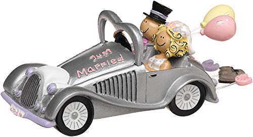 Comical Weddingstar getaway car cake topper, approximately 4.5cm tall, 10.8cm long and 5cm wide.