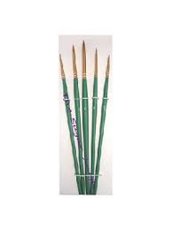5-piece green handle paint brush set with synthetic bristles for edible decorating