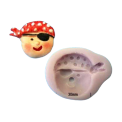 Silicone mould in the shape of pirate with eye patch and head scarf. can be used with fondant and marzipan.