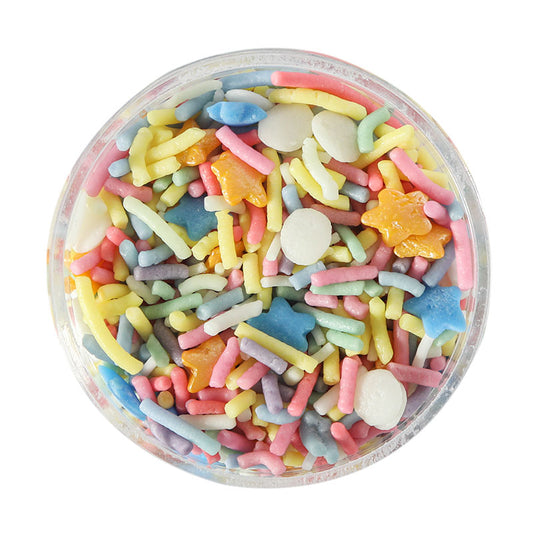 Bring your bakes to life with Rainbow Riot Sprinkles — a dazzling, high-impact blend of color perfect for decorating sugar cookies, birthday cakes, cupcakes, and more.

💖 Whether you're crafting a statement centerpiece or sprinkling joy over everyday treats, this versatile mix adds instant visual pop and sweet delight.

🌟 Ideal for cake decorating, cupcake toppings, and cookie flair

📦 Convenient 100g pack

🎨 Color vibrancy may vary slightly due to screen settings

Perfect for bakers, stylists, and part