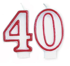 Dbl Number Candle Red/White #40