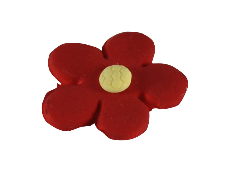 Add a bold and cheerful accent to your desserts with our Red Blossom with Yellow Centre, handcrafted from gum paste. These petite flowers feature vibrant red petals and a sunny yellow centre, perfect for creating eye-catching designs on cupcakes, cookies, or larger cakes.