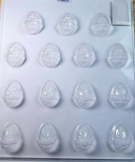 Happy Eggs chocolate mould great for little kids and big kids to make. 
15 bite size eggs per tray. 