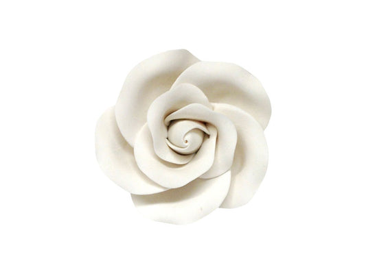 Graceful and timeless, our White Tea Rose Wired Large is a handcrafted gum paste flower featuring delicate white petals and a wired construction for secure placement. Its full bloom and classic elegance make it ideal for wedding cakes, celebration tiers, and romantic floral arrangements.