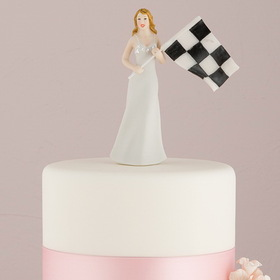 Bride with Checkered Flag Cake Topper 40% Off