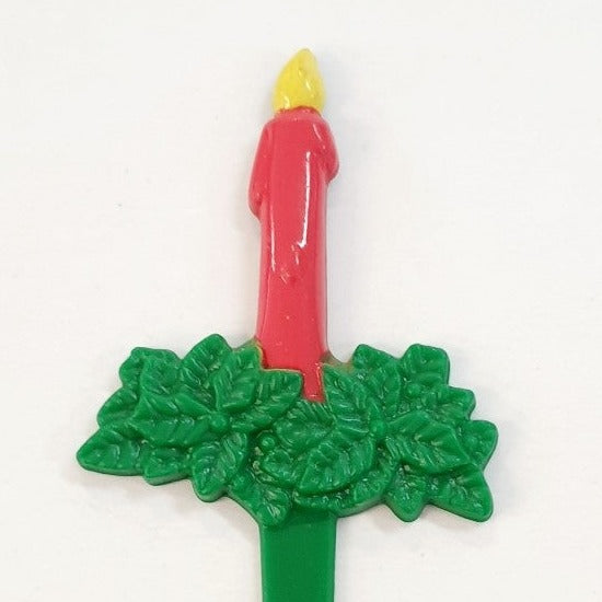 Candle & Holly Plastic Pick 4 pkt