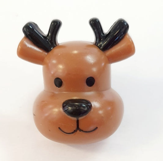 Chunky Reindeer Face Plastic Ring Pkt 4