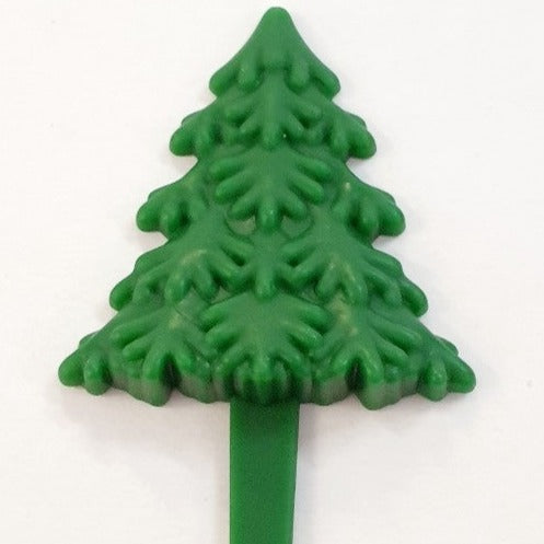 2D Dark Green Plastic Christmas Tree Pick 3Pkt